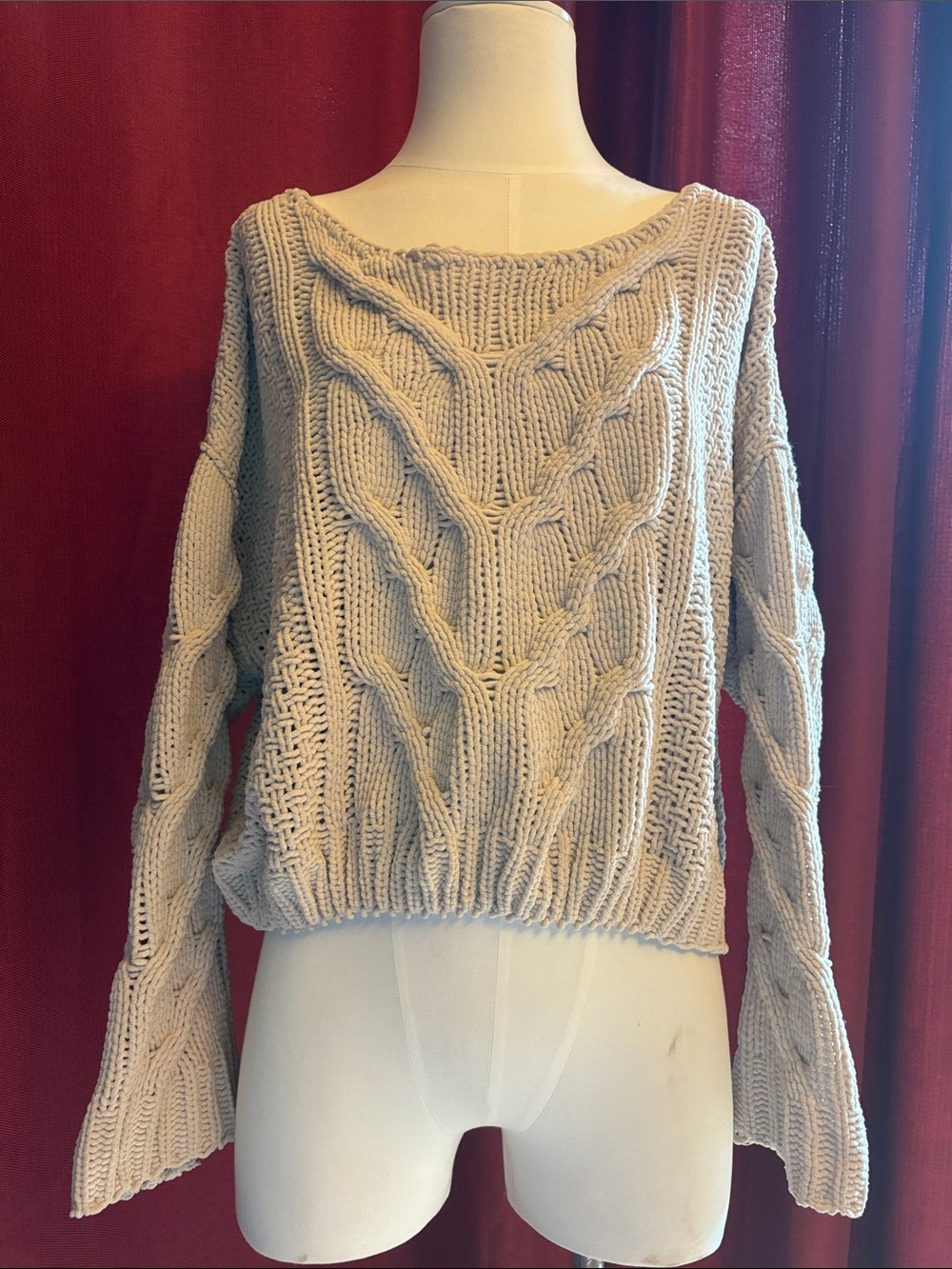 Free People Chunky Cable Knit Women’s Sweater - Cream, XS
